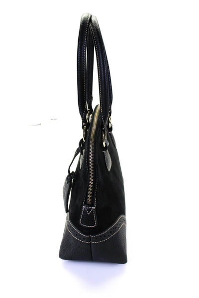 Dooney & Bourke Womens Suede Leather Top Stitched Shoulder Bag Black Handbag