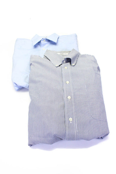 Paul Fredrick Mens Button Up Dress Shirts Blue Size 15.5 17.5 Lot 2