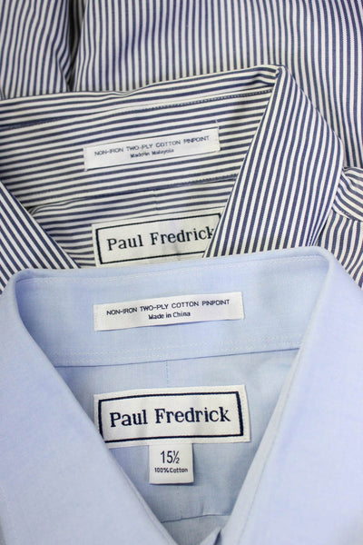 Paul Fredrick Mens Button Up Dress Shirts Blue Size 15.5 17.5 Lot 2