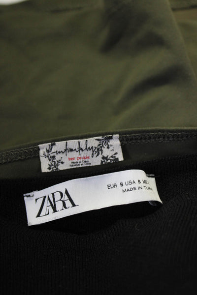 Zara Intimately Free People Womens Sleeveless Crop Tops Black Green Size S Lot 2