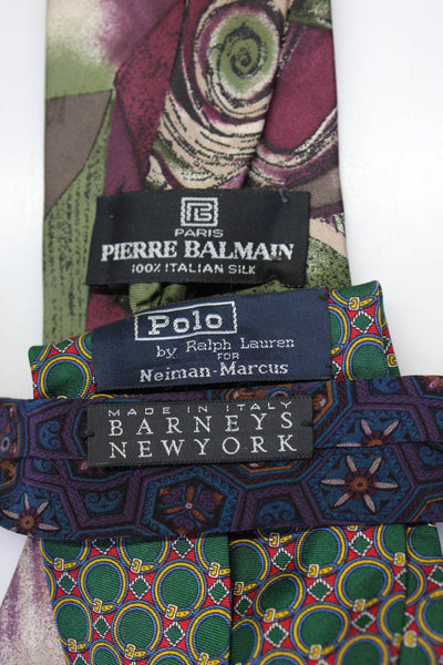 Polo Ralph Lauren Barney's New York Pierre Balmain Mens Silk Ties Green Lot 3