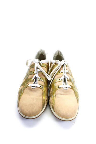 Hogan Womens Canvas Metallic Low Top Lace Up Sneakers Beige Size 40 10