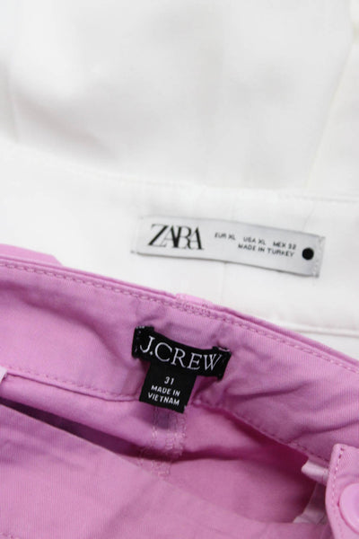 Zara J Crew Womens Dress Khaki Pants White Pink Size Extra Large 31 Lot 2