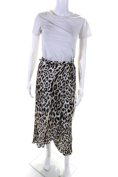 NBD Womens Brown Animal Print Midi Unlined Wrap Skirt Size S