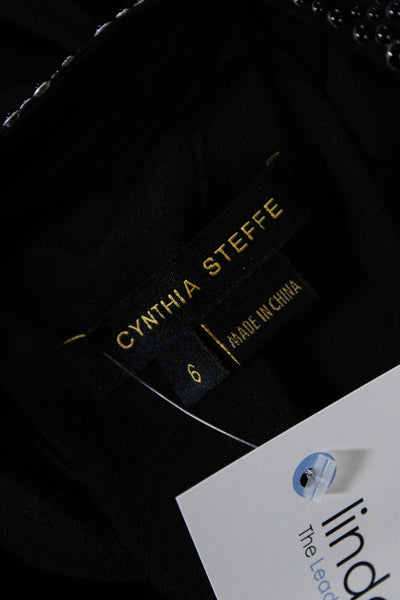 Cynthia Steffe Womens Sleeveless Studded Keyhole Mini Dress Black Silk Size 6