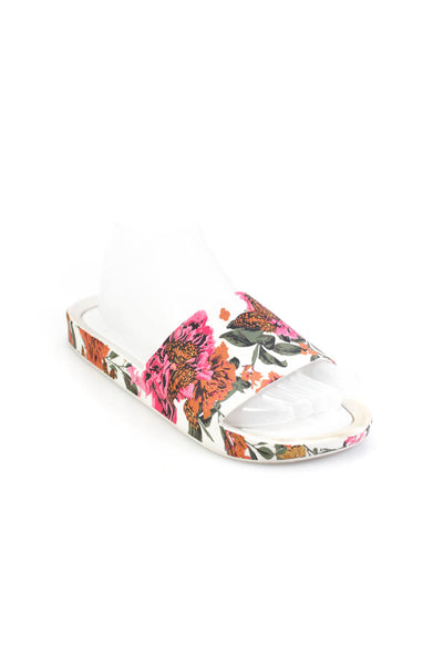 Melissa Womens Rubber Floral Butterfly Slides Sandals White Pink Size 7