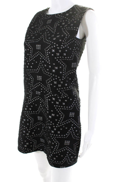 Nicole Miller Collection Womens Metallic Applique Lace Up Dress Black Size 2