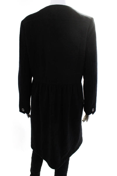 Tildon Womens Long Sleeve Front Zip Crew Neck Coat Black Wool Size 8