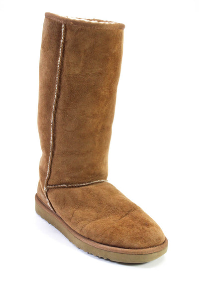 UGG Australia Womens Sheepskin Round Toe Pull On Calf Boots Chestnut Size W10