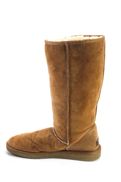 UGG Australia Womens Sheepskin Round Toe Pull On Calf Boots Chestnut Size W10