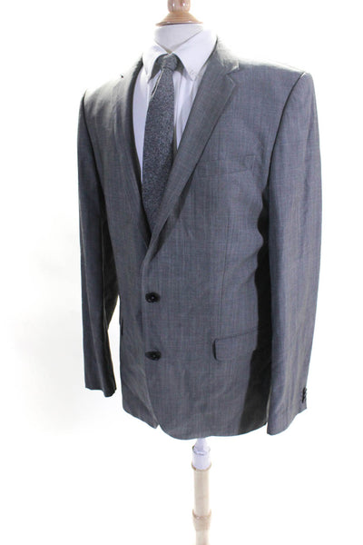 Hugo Boss Mens Wool Buttoned Darted Long Sleeve Collared Blazer Gray Size EUR44