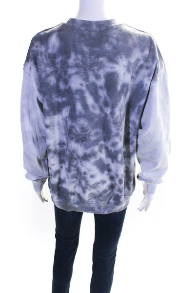 Brown Dyed Girl Womens Crew Neck Tie Dyed Sweater Gray Cotton Size Medium