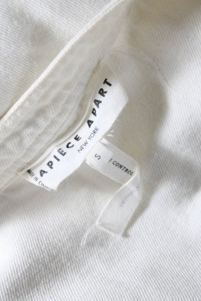 Apiece Apart Womens Linen Blend Half Button Down A Line Dress White Size Small