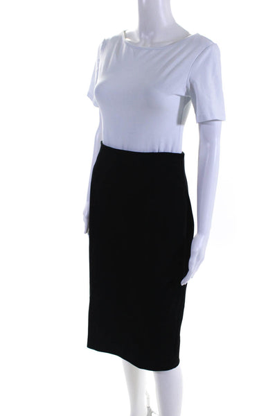 Ralph Lauren Black Label Womens Black Side Zip Midi Pencil Skirt Size 8