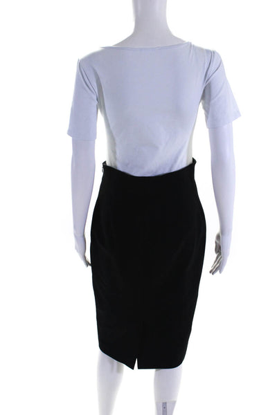 Ralph Lauren Black Label Womens Black Side Zip Midi Pencil Skirt Size 8