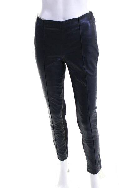 Marciano Womens Side Zip High Rise Leather Mixed Media Leggings Navy Blue Small