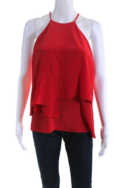 Jay Godfrey Womens Halter Sleeveless Layered Top Blouse Red Silk Size 6