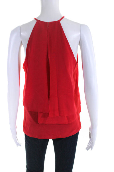 Jay Godfrey Womens Halter Sleeveless Layered Top Blouse Red Silk Size 6