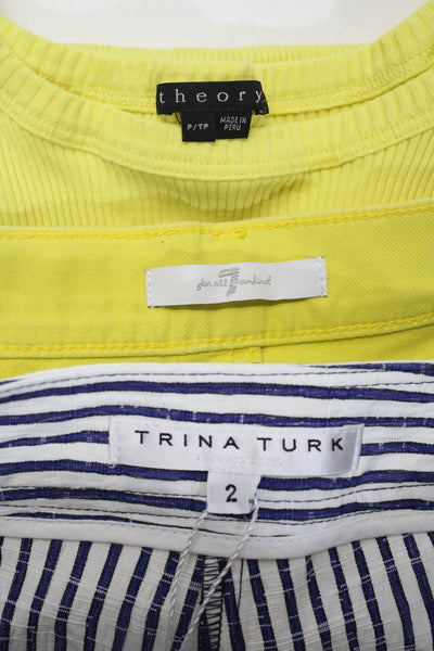 Theory 7 For All Mankind Womens Tank Top Shorts Yellow Size P/TP 26 2 Lot 3