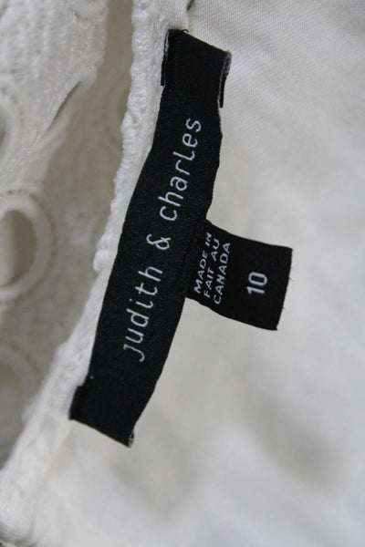 Judith & Charles Womens Eyelet Short Sleeves Shift Dress White Size 10