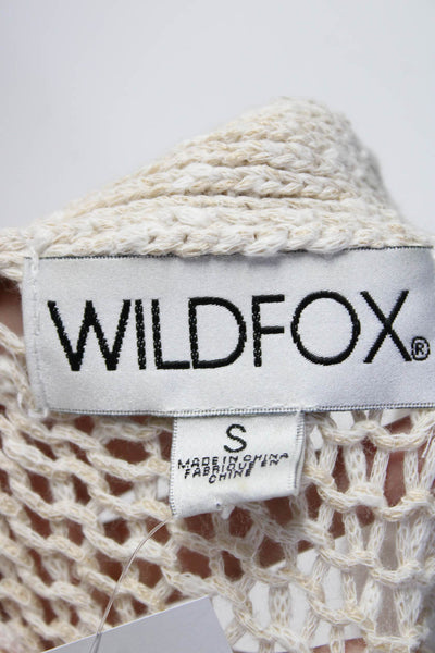 Wildfox Women's Striped Open Front Knit Cardigan Sweater Pink/Beige Size S