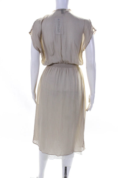 Trois Women's Sleeveless V-Neck Sheath Dress Beige/White Size 0