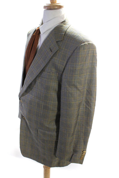 Hickey Freeman Mens Silk Plaid Blazer Jacket Multi Colored Size 41 Regular