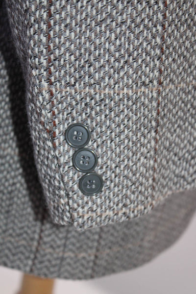 Nino Cerruti Mens Two Button Notched Lapel Check Blazer Jacket Gray Wool Size 42