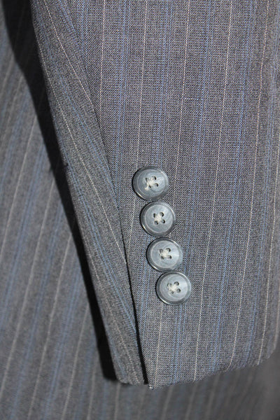 Hart Schaffner Marx Men Two Button Notched Lapel Pinstripe Blazer Jacket Gray 44