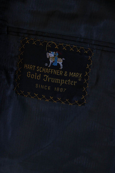 Hart Schaffner Marx Men Two Button Notched Lapel Pinstripe Blazer Jacket Gray 44