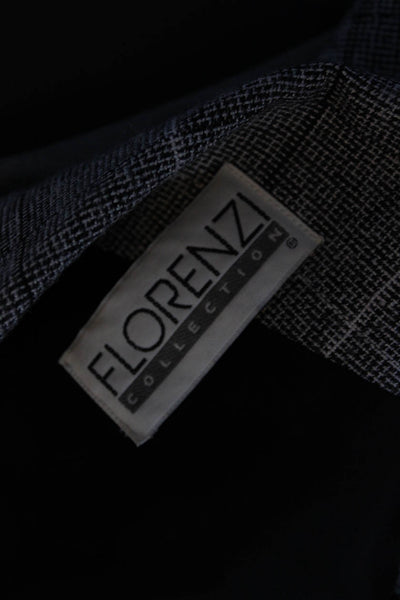 Florenzi Mens Double Breasted Notched Lapel Plaid Blazer Jacket Gray Size Large