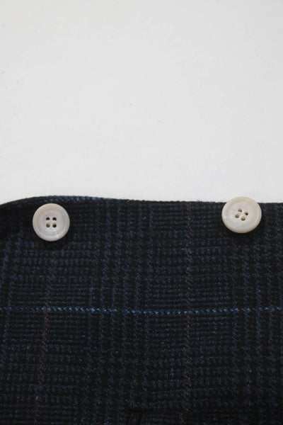 Nordstrom Mens Two Button Plaid Sport Coat Blazer Jacket Black Blue Size 42