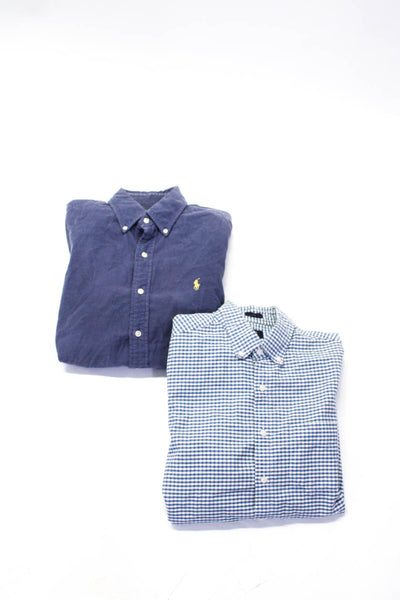 J Crew Ralph Lauren Mens Check Print Buttoned Collared Tops Blue Size S Lot 2