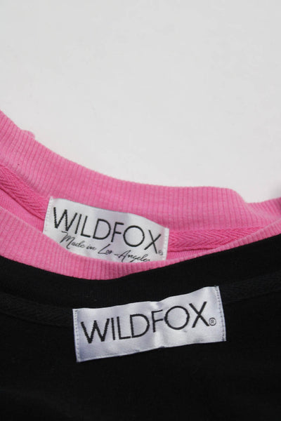 Wildfox Womens Round Neck Long Sleeve Pullover Sweatshirt Pink Size S L Lot 2
