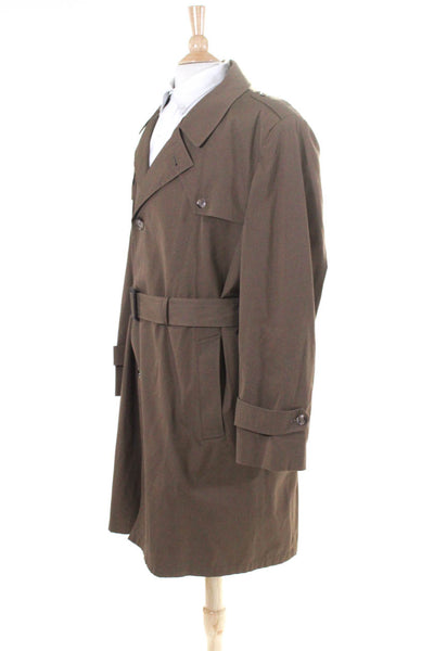Botany 500 Mens Brown Collar Button Long Sleeve Trench Coat Size 46R