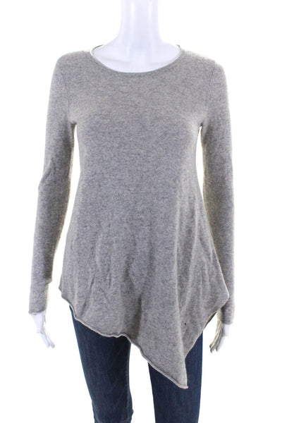 Saks Fifth Avenue Womens Cashmere Asymmetrical Hem Pullover Sweater Gray Size S