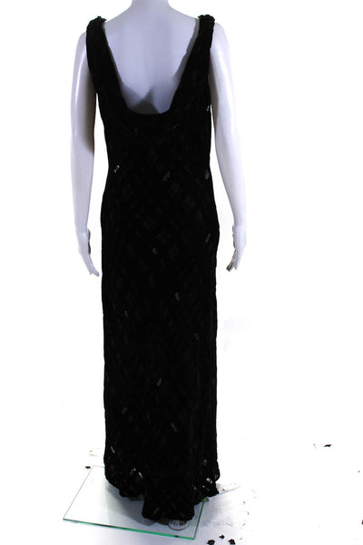 Valerie Stevens Womens Beaded Geometric Print Cowl Neck Maxi Dress Black Size 10