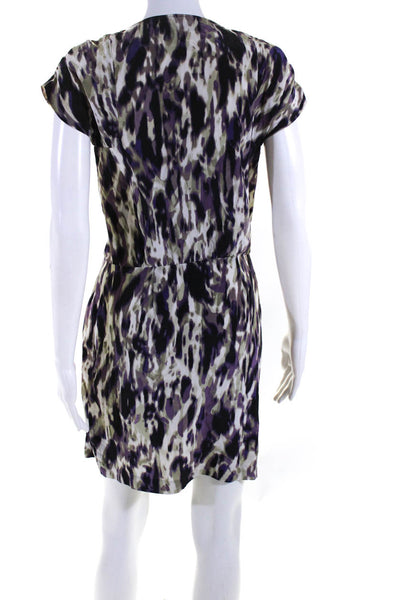 Cynthia Steffe Womens Silk Abstract Print Knee Length Dress Purple Size 4