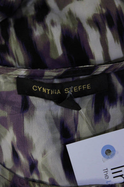 Cynthia Steffe Womens Silk Abstract Print Knee Length Dress Purple Size 4