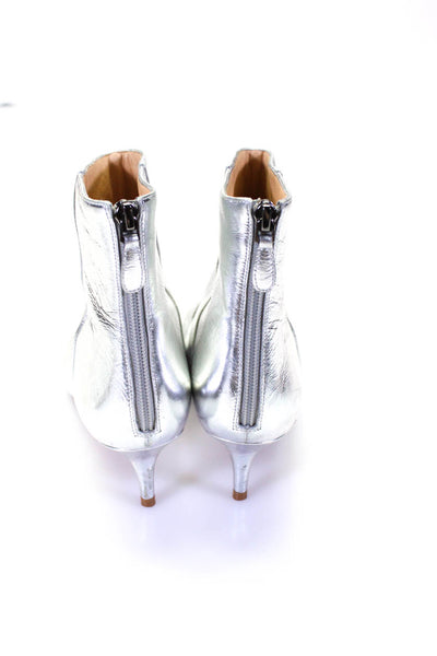 Alexandre Birman Womens Back Zip Stiletto Metallic Booties Silver Leather 39