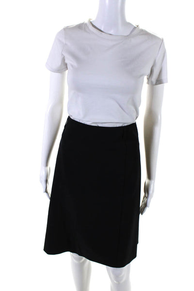 Prada Womens Back Zip Knee Length Pencil Skirt Black Size Italian 46