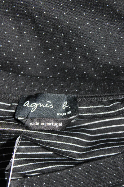 Agnes B Womens Elastic Waistband Dotted Pencil Skirt Black White Size Large