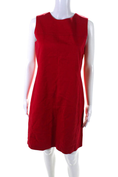 Lauren Ralph Lauren Womens Cotton Round Neck Sleeveless Zip Up Dress Red Size 8