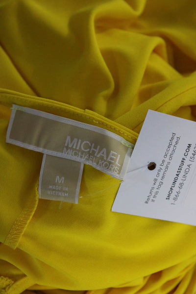 Michael Michael Kors Womens Draped Sleeveless Pullover Dress Yellow Size M