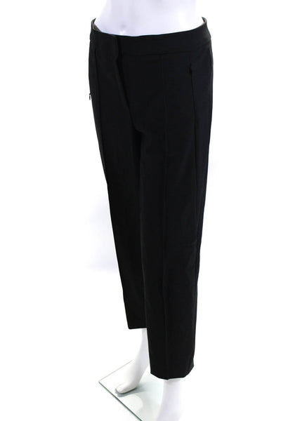 Escada Womens Mid Rise Slim Leg Pleated Ponte Dress Pants Black Size IT 38