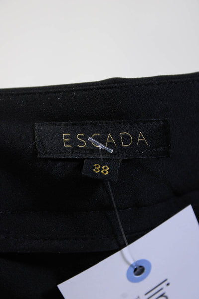 Escada Womens Mid Rise Slim Leg Pleated Ponte Dress Pants Black Size IT 38