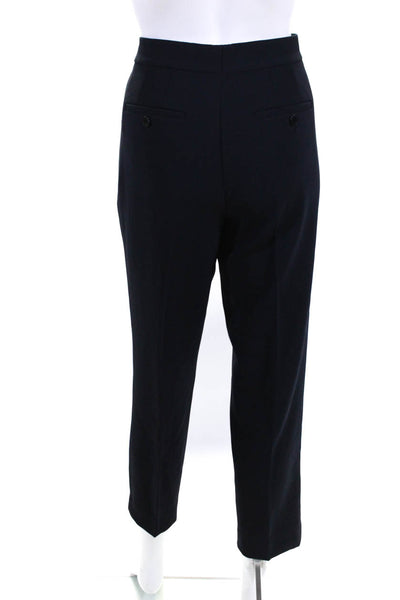 Theory Womens Mid Rise Slim Straight Pleated Dress Pants Navy Blue Size 8