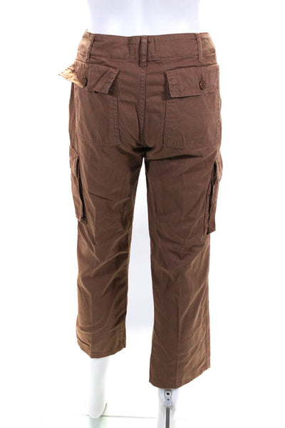 Frame Womens Mid Rise Straight Leg Twill Cargo Ankle Pants Brown Cotton Size 28
