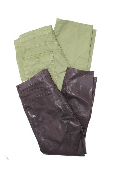 J Crew Jen7 Womens Ankle Skinny Jeans Cargo Pants Maroon Green Size 28 8 Lot 2