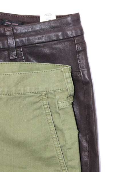 J Crew Jen7 Womens Ankle Skinny Jeans Cargo Pants Maroon Green Size 28 8 Lot 2